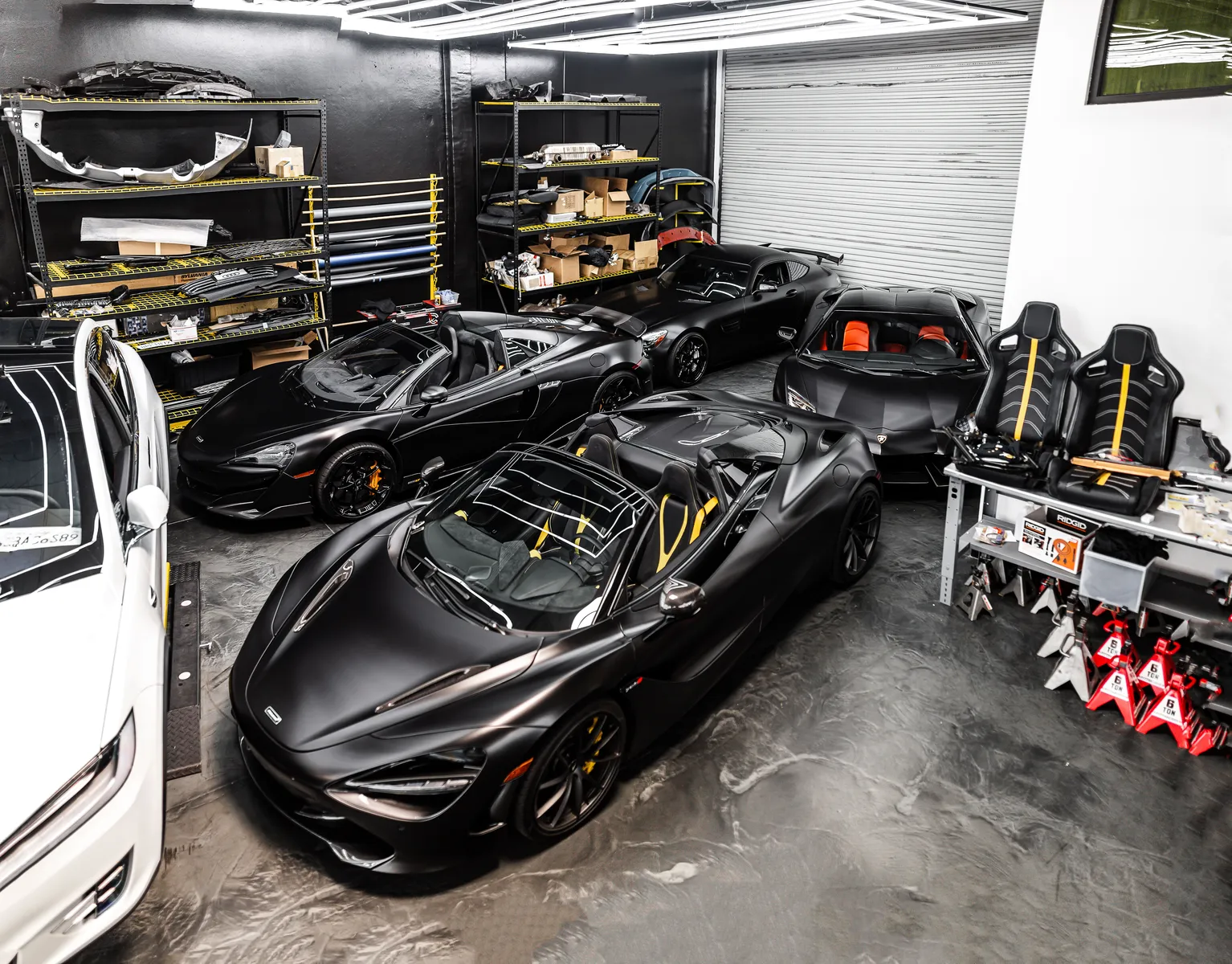 Gold Coast garage with a clean decorative epoxy style floor finish